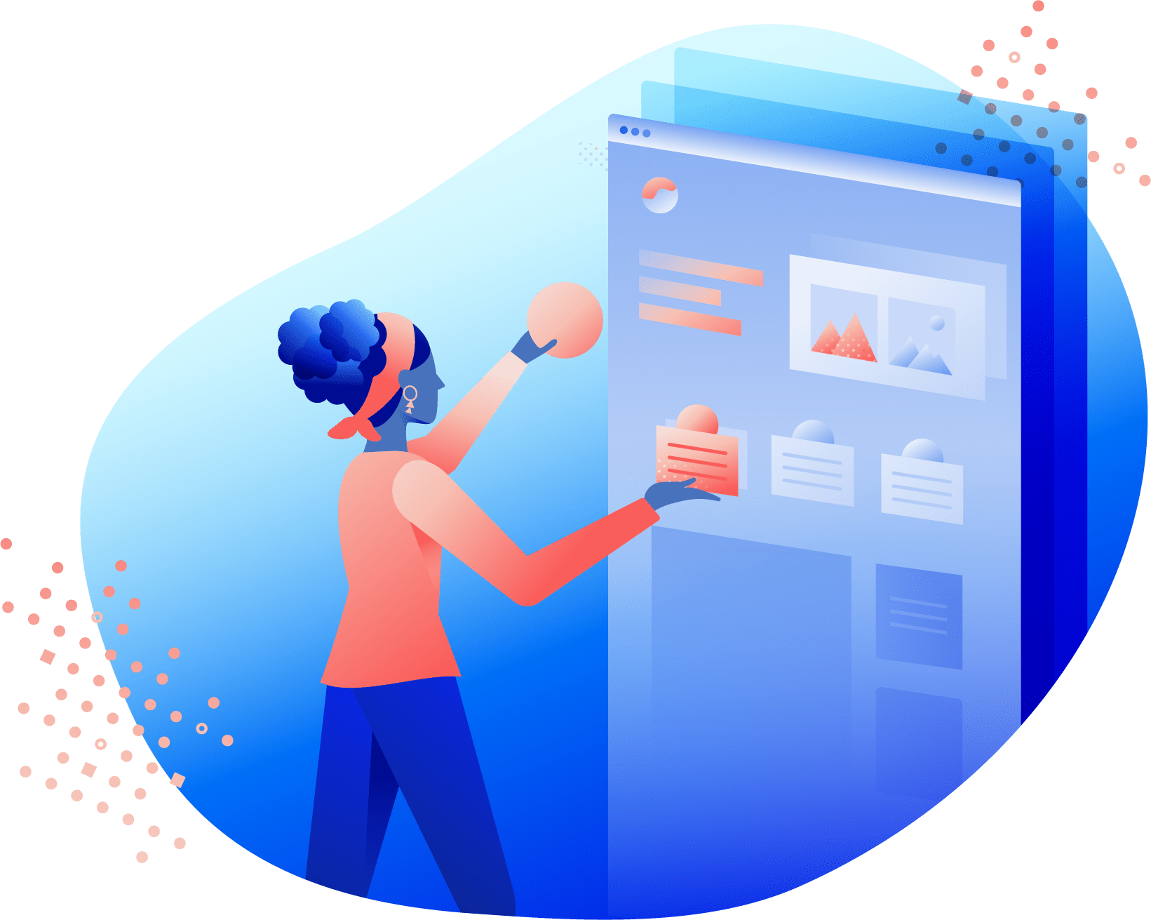 Illustration of woman designing interface using Connect